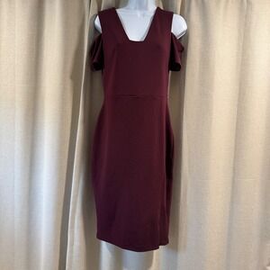 Express Cold Shoulder‎ Sleeveless Sheath Dress Burgundy Career Cocktail Party